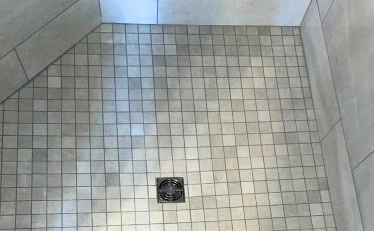 Tile on a shower floor from Wheat's Carpet One