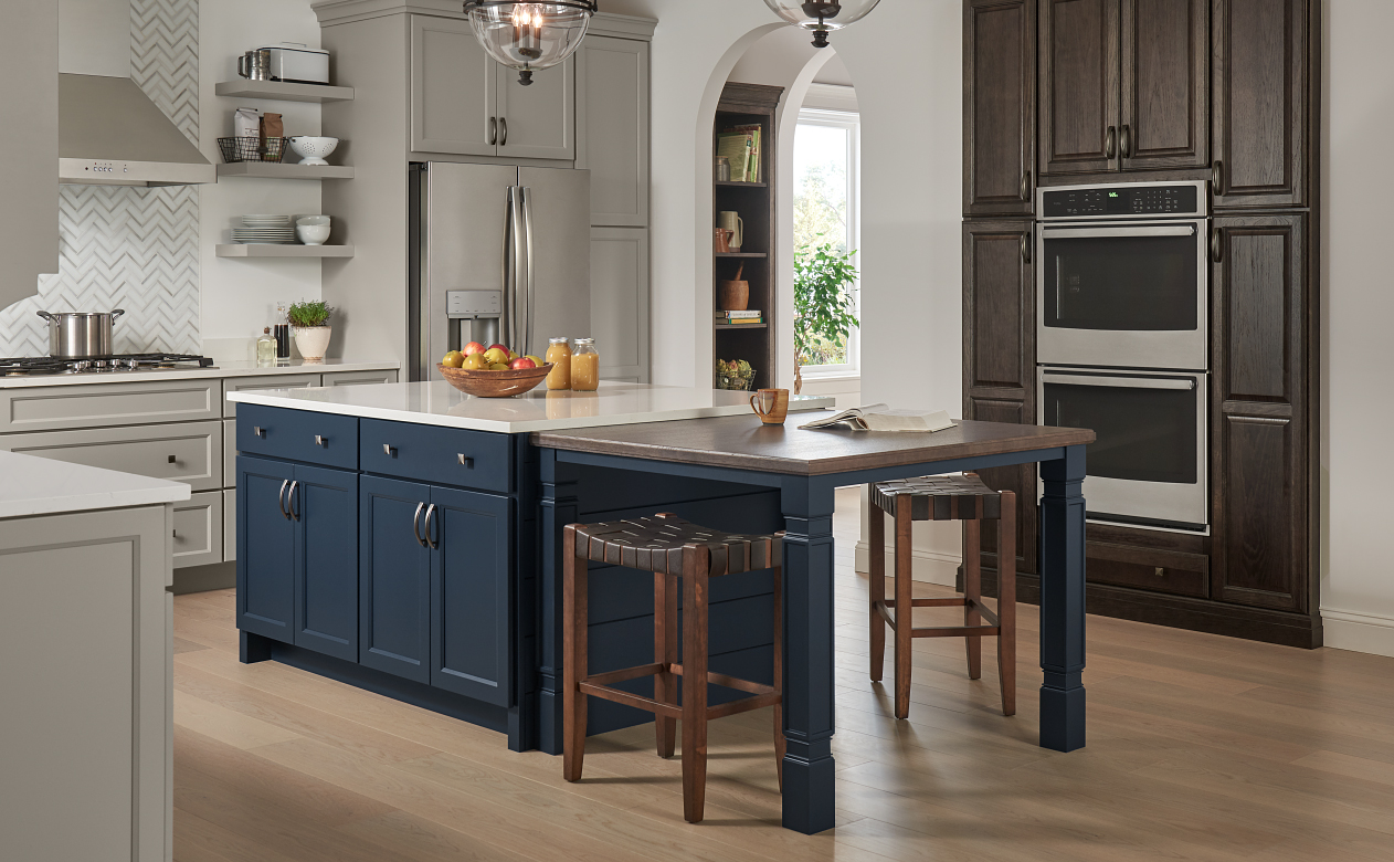 Kiba kitchen with blue island